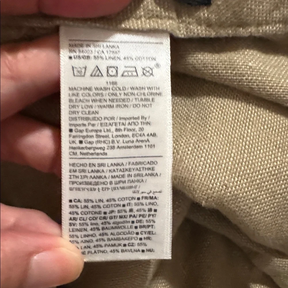 Banana Republic Onda Linen Cotton Blend Pant Khaki Beige Relaxed Fit 2024-Large